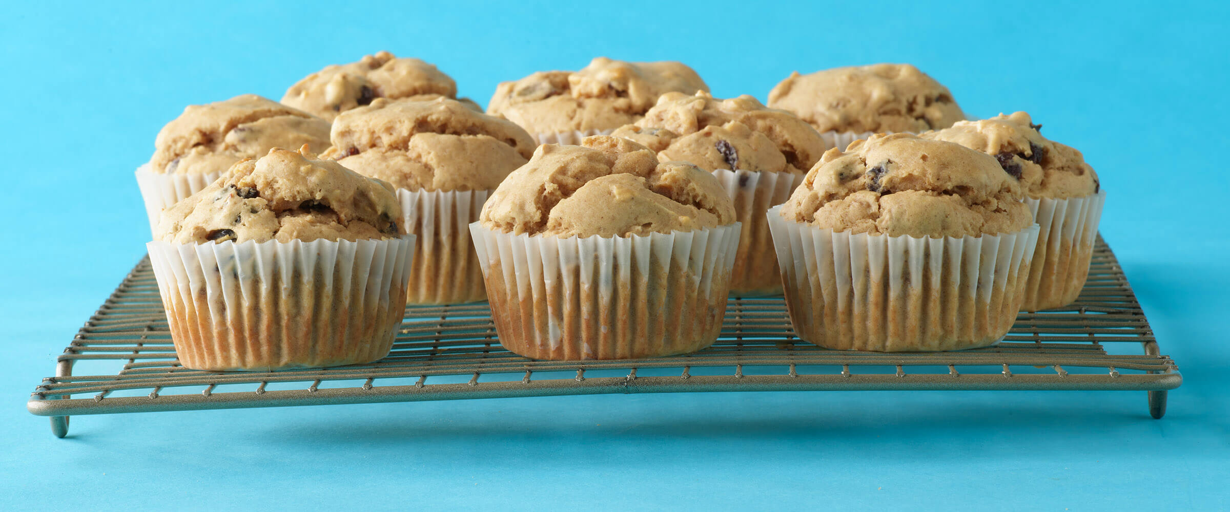 Peanut butter muffins on a cooling tray