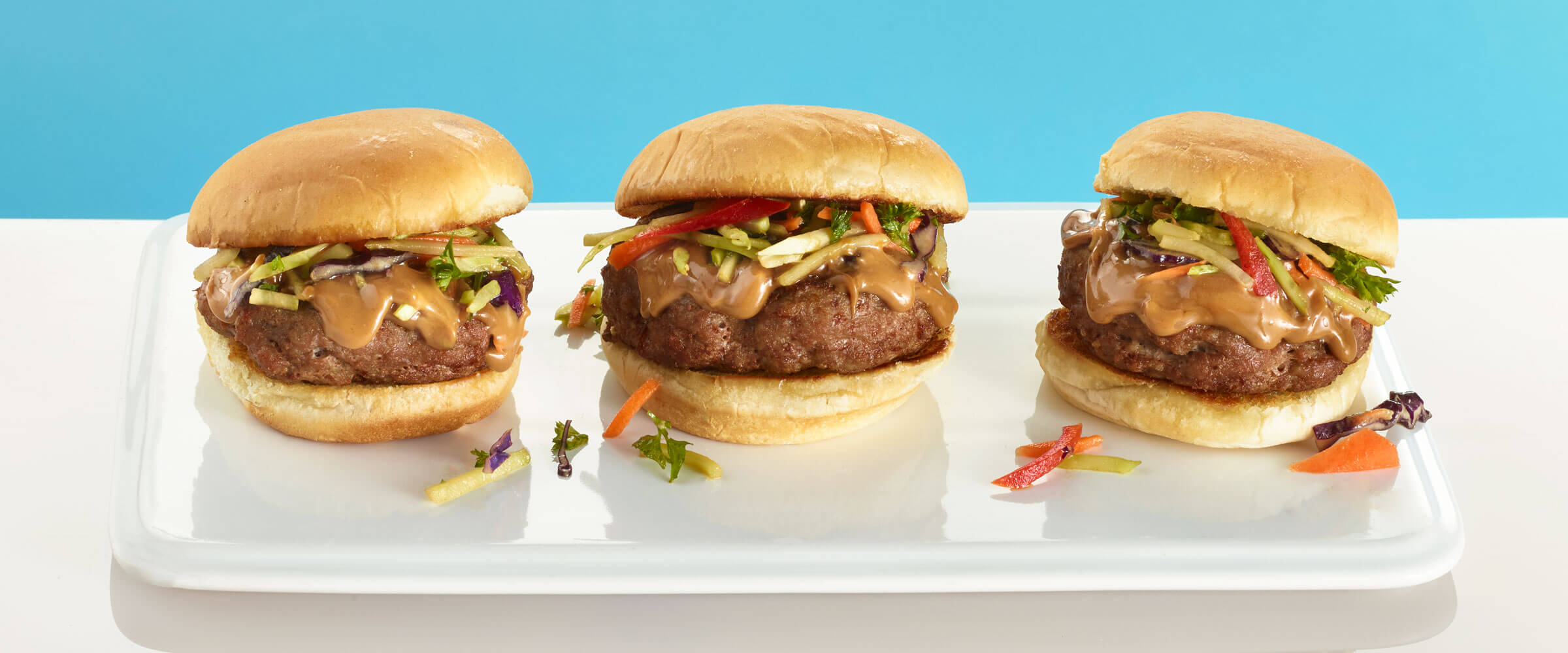 Asian Turkey Burgers on a white plate