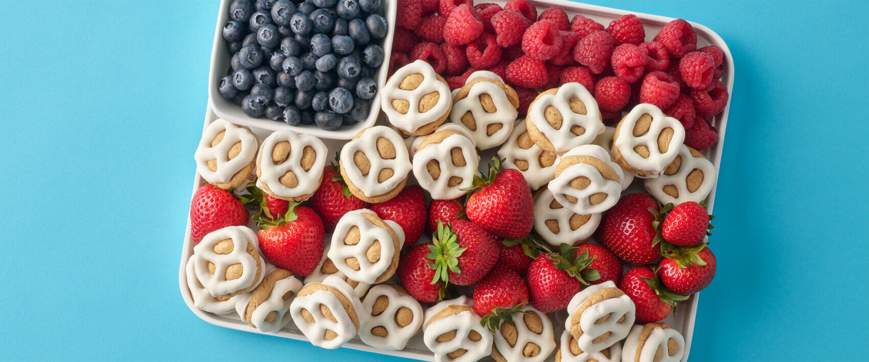 Peanut Butter Yogurt Pretzel Bites Flag Fruit Platter — Skippy® Brand