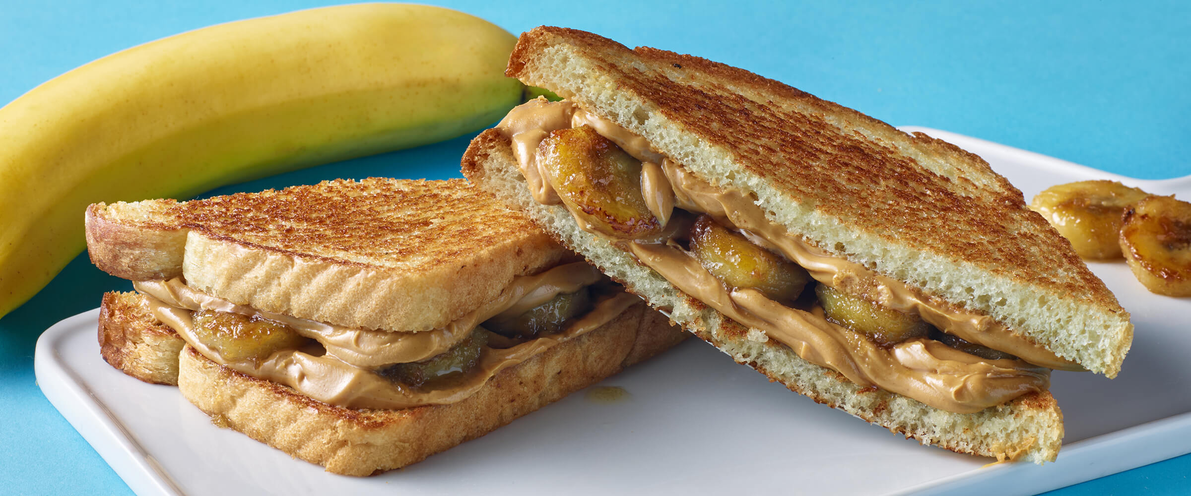 Banana and PB sandwich with a banana